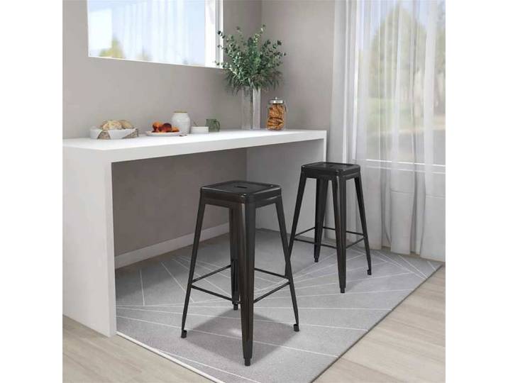 URBRAN®Tabourets de bar empilables lot de 2 noir métal - Fauteuil_5773