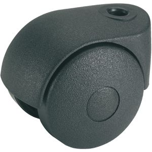Dörner+Helmer Möbelrolle 761950, mit Rückenloch, 40mm Ø, Tragkraft 20 kg, Doppel-Lenkrolle aus Kunststoff