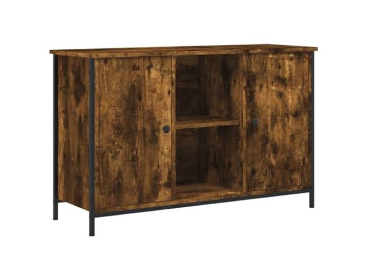 Roanoer TV-Schrank Räuchereiche 100x35x65 cm Lowboard mit Türen Industrielles Fernsehregal im Räuchereiche-Look mit Eisenbeinen und cleverer Fächeraufteilung fürs Wohnzimmer.