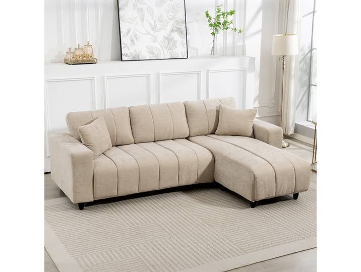 HOMCOM Canapé d'Angle Réversible 3 Places Beige Cadre Acier