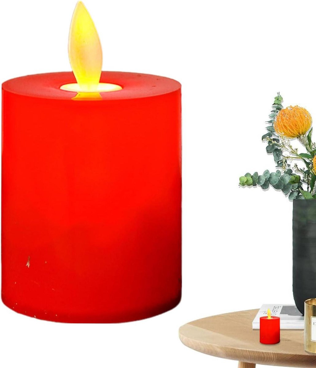 Rode decoratieve LED vlamloze kaarsen met beweegbare vlam - 10 x 6 x 10 cm