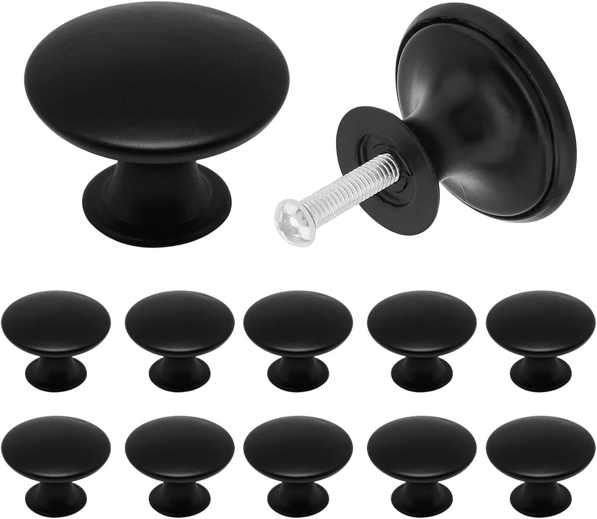 12 stuks Kastknoppen zwart gematteerd vintage design voor keukens en badkamers