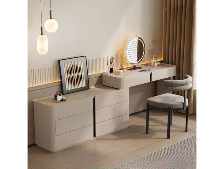 Coiffeuse avec miroir et tabouret, meuble de rangement pour salons de coiffure, dressing, meuble de chambre à coucher, Penteadeira