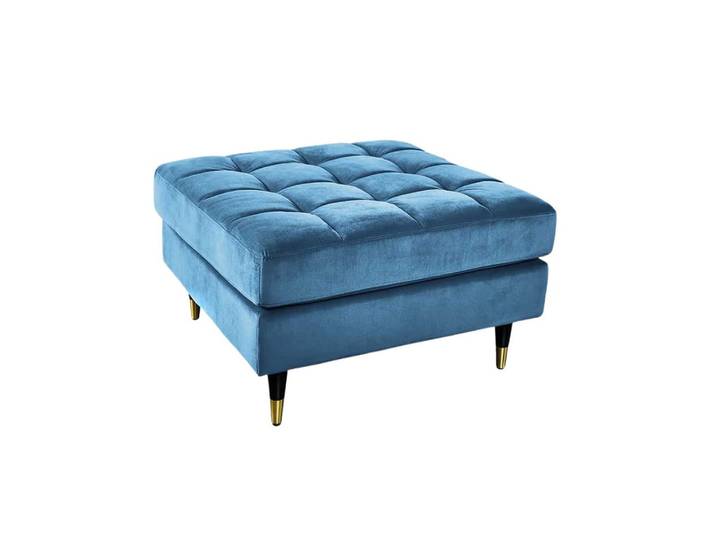 LebensWohnArt Sitzhocker Moderner Hocker COMFORT 80cm blau Samt Taschenfederkern