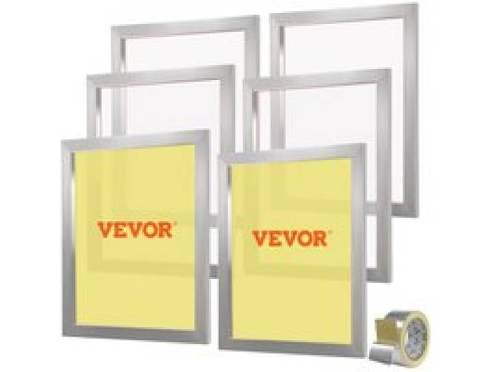 VEVOR Lot de 6 Cadres de Sérigraphie Kit de Sérigraphie Cadre en Aluminium 50,8 x 61 cm avec Maille 305 en Polyester Réutilisable Nettoyage Facile Accessoires de Sérigraphie Tissu Papier Plastique