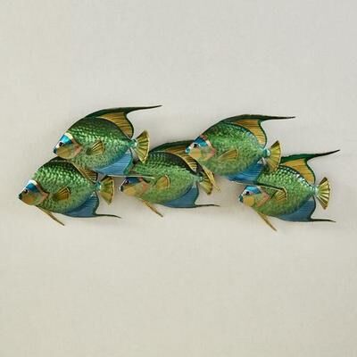 T.i./New Metal Design Queen Angelfish School Wall Sculpture Multi Cool , Multi Cool