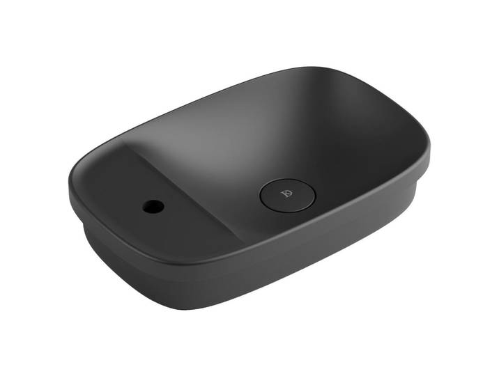 Dieter Knoll Waschbecken, Schwarz, Stein, 58x14.8x38 cm, Badezimmer, Waschbecken & Armaturen, Waschbecken