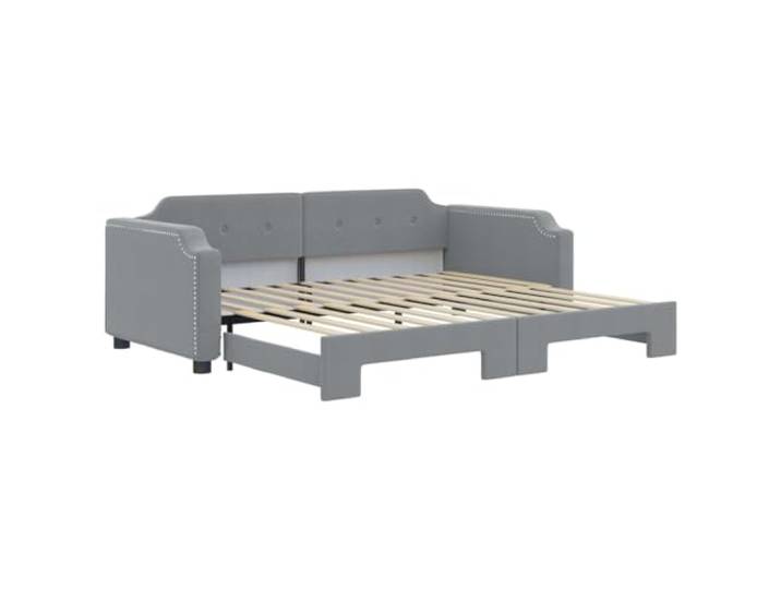 Makastle Tagesbett Ausziehbar Hellgrau 90x200 cm Stoff 100% Polyester Bezug