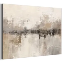 METALLBILD Moderne Kunst - Abstrakt - Beige Deko Groß 120x80 cm