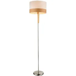 Steh Lampe Wohnraum Stand Stoff Leuchte Holz Decken Fluter DIMMER im Set inkl RGB LED Leuchtmittel