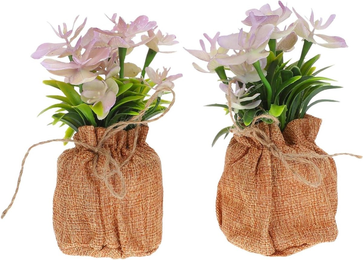 Nep Orchidee Bonsai Kunstbloem in Pot - Paars - 15x8 cm