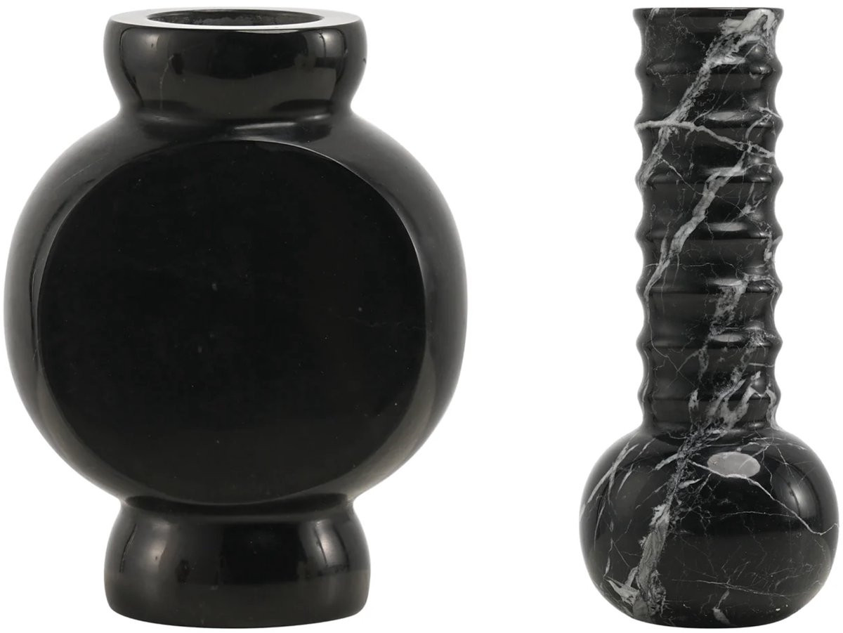 Mr. Stoned Marmeren Geschenkset met Zwarte Ribbed & Circle Vazen