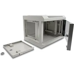 Delock 10? Netzwerkschrank mit Glastür 4 HE grau (4 HE, 10 Zoll Rack), Serverschrank, Grau