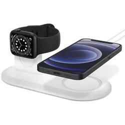 Spigen MagFit Duo – Qi-Ladestation mit Doppel Ladefunktion für Smartphone und Smartwatch Induktives Laden