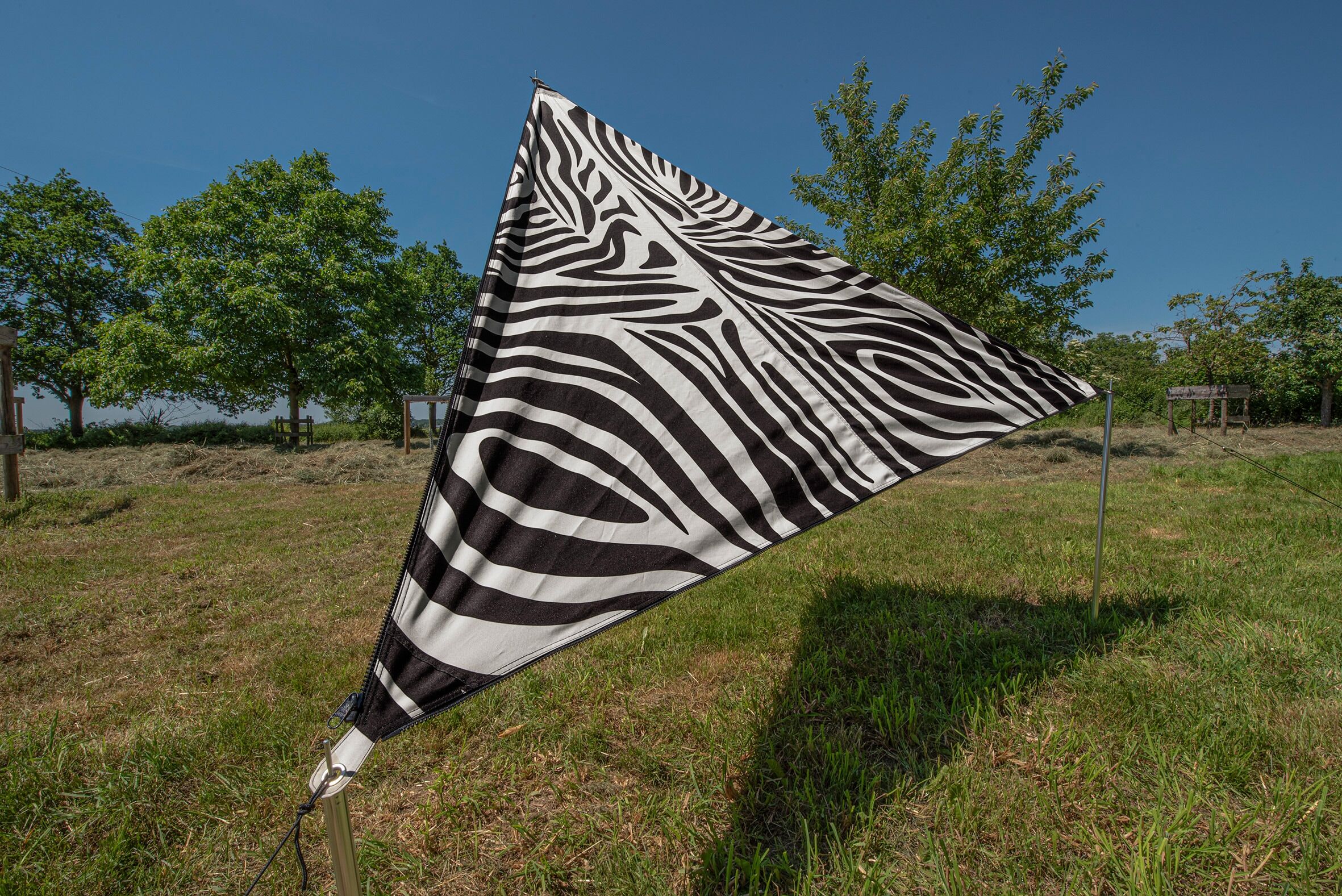 Sonnensegel BENT "Verbindbares Sonnensegel TC-Zip-Canvas Single", schwarz-weiß (zebra druck, rv schwarz), Sonnensegel, B/T: 250cm, Polyester, Sonnensegel, B:250cm