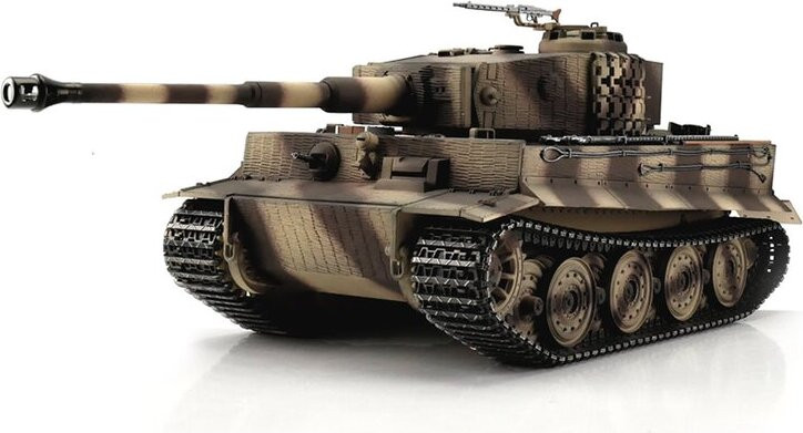 Torro 1/16 RC Tiger I tank, late uitvoering, woestijncamouflage, met rookeffect, 11702-DE