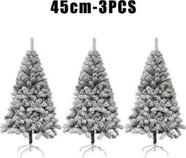 Inspire Picks White Flocked PVC Christmas Tree Realistic Snow Effect Artificial Pine For Festive Displays 3pcs christmas Tree Height: 45cm