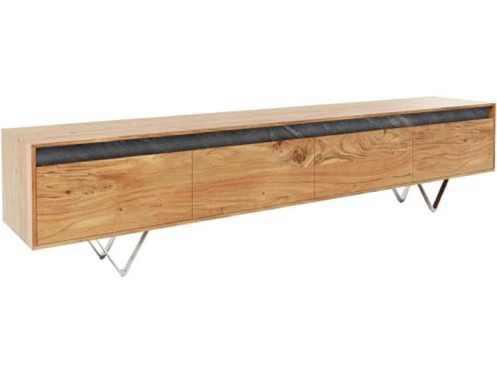 Fernsehtisch Stonegrace Akazie Natur Schiefer 200 cm 4 Schübe Designer