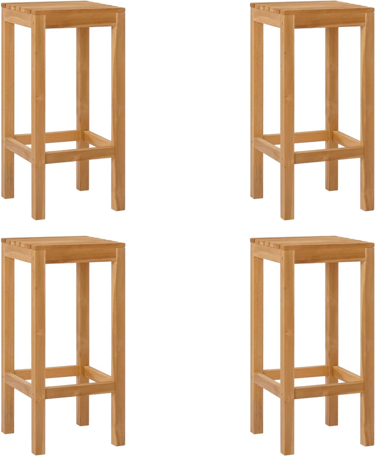 vidaXL Tabouret de bar 4 pc Naturel Bois de teck massif
