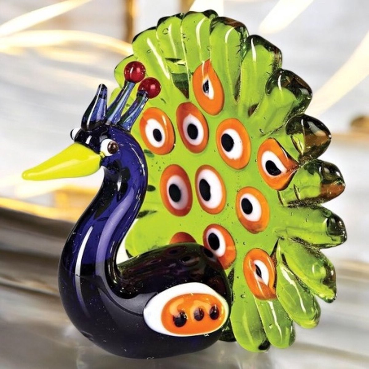 Roedam Glazen Pauw Miniatuur Decoratie voor Volwassenen - 5 cm