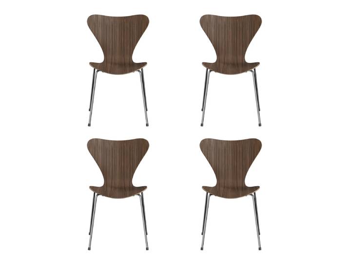 Fritz Hansen - Serie 7 Stuhl, Chrom / Walnuss natur (4er-Set)