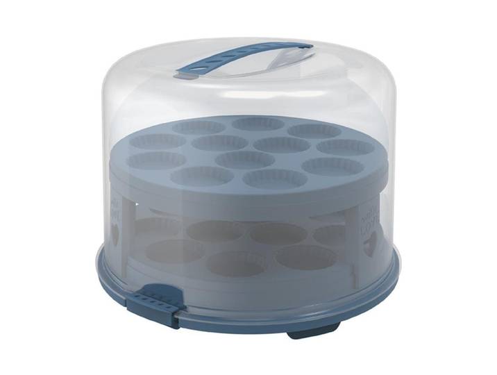 Tortenplatte ROTHO Rotho Fresh XL , blau (blau, transparent), B:35,5cm H:26cm Ø:34,5cm, Kunststoff, Servierplatten, Tortenplatte