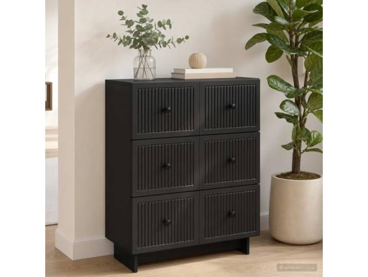 GPWERSDF Schubladenschrank 66 x 34,5 x 90 cm aus Holzwerkstoff in Schwarz Retro-Design, Holzwerkstoff, Metallgriffe, Stauraum, Wohnzimmer, pflegeleicht, zeitlos