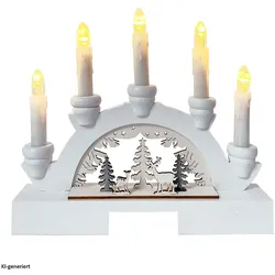 HTI-Living, Weihnachtsbeleuchtung, Schwibbogen Weiss Rehe im Wald