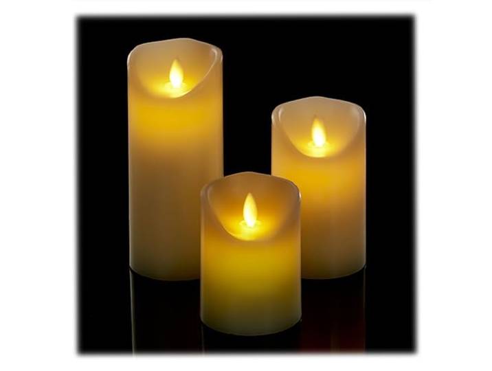 Relaxdays Bougie LED\, lot de 3\, bougies électriques\, flamme vacillante\, déco maison\, interrupteur marche-arrêt\, crème