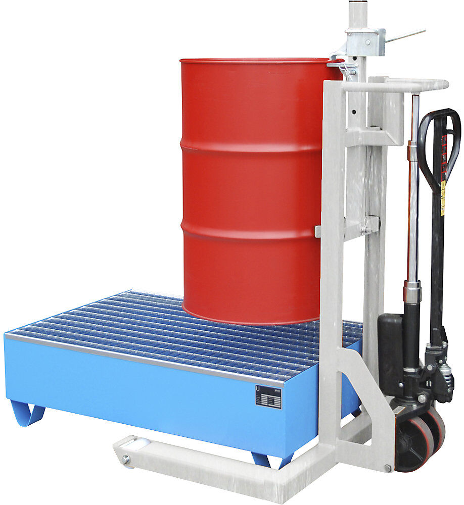 Fassheberoller FHR 600 G, mit Greifvorrichtung, Hubhöhe 600 mm, verzinkt eurokraft pro