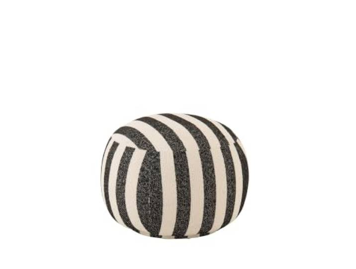 J-line Gestreifter Pouf - Textil - schwarz/cremeweiß