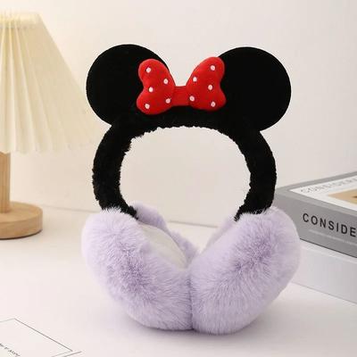 Uplift Picks Minnie Mouse Style Bow Earmuffs Warm Cartoon Ear Warmers For Girls purple