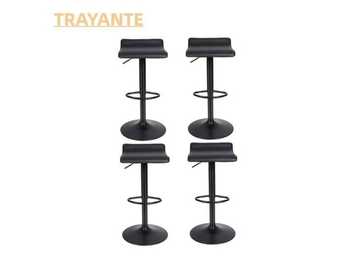 TRAYANTE TABOURET DE BAR Set de 4 tabourets de bar carrés en cuir dur noir