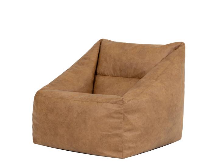 Pouf poire fauteuil en simili cuir végan brun