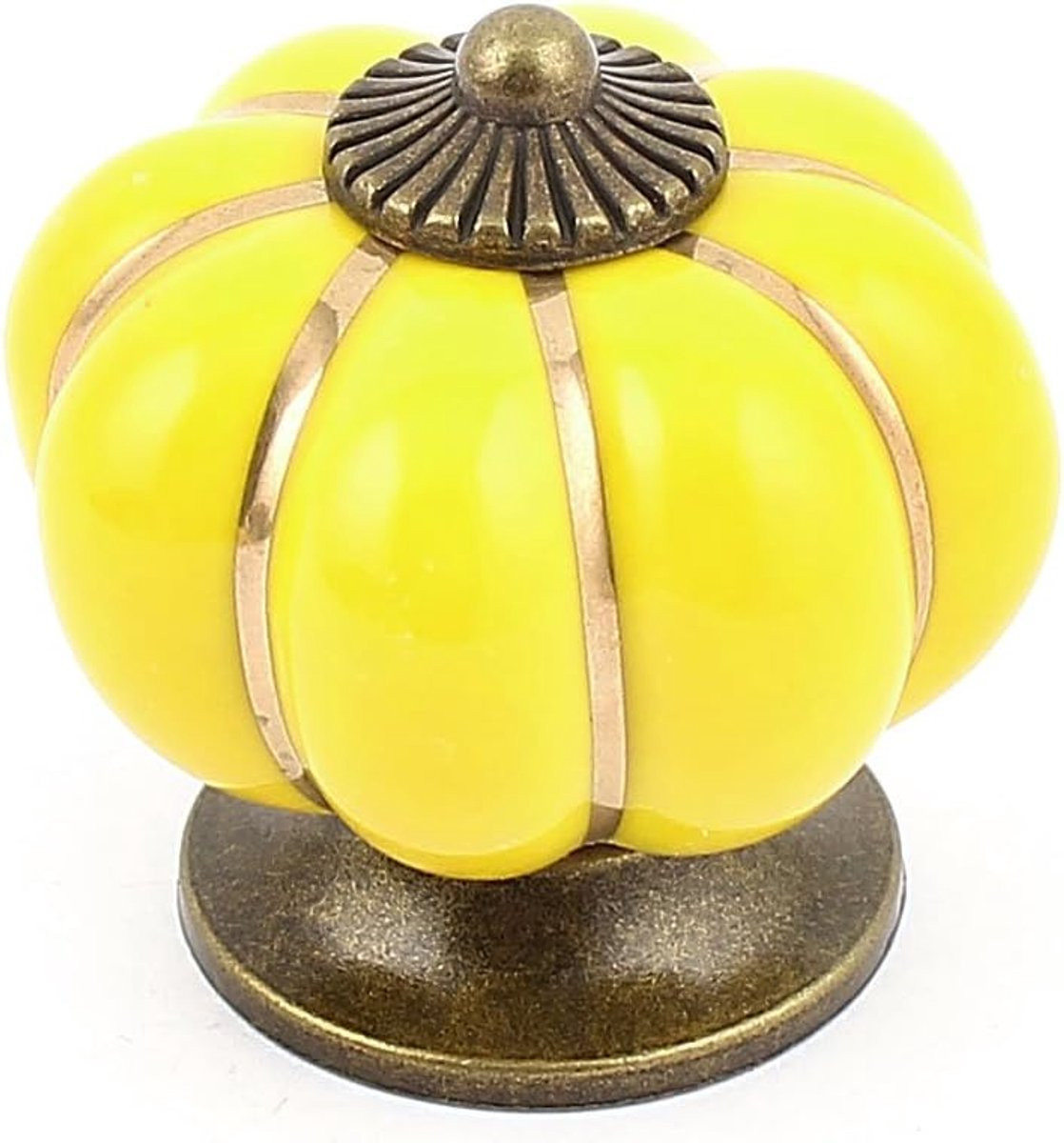 Keramische knop in pompoenvorm voor kastdecoratie - Geel brons - 40 x 40 mm
