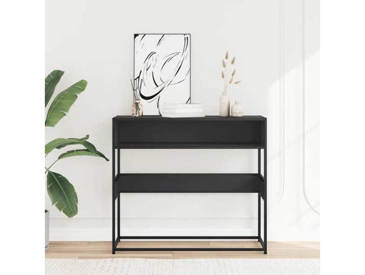 {Noir}Table moderne - Table console/couloir - noir 90x35x80 cm bois d'ingénierie - Cadre robuste_14869