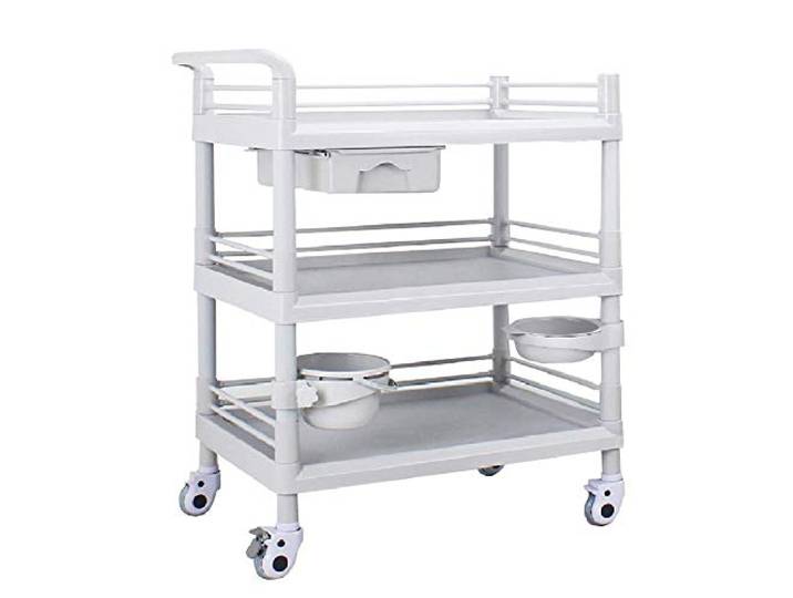 YGCBL Multifunktionaler Aufbewahrungswagen, Recyclingfahrzeuge, Kommerzieller Rolling Salon Friseur Medizinischer Rollwagen Mit Bremsrädern - Weiß, Abs-Rahmen, Unterstützt 100 Kg, 75 X 52 X 93 Cm, Sa