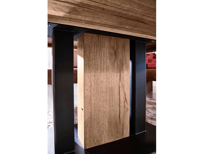 Esstisch K+W KOMFORT & WOHNEN Floyd , braun (balkeneiche natur 437, schwarz struktur, balkeneiche natur), B:160cm H:75cm T:90cm, Tische, Esstisch, Massivholz, gerissene Balkeneiche, in 2 Breiten