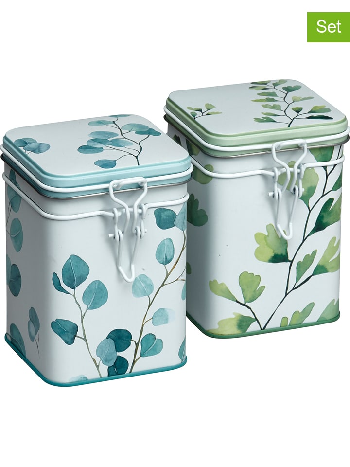 Eigenart 2er-Set: Teedosen "Trees" in Grün/ Hellblau - 150 g - onesize