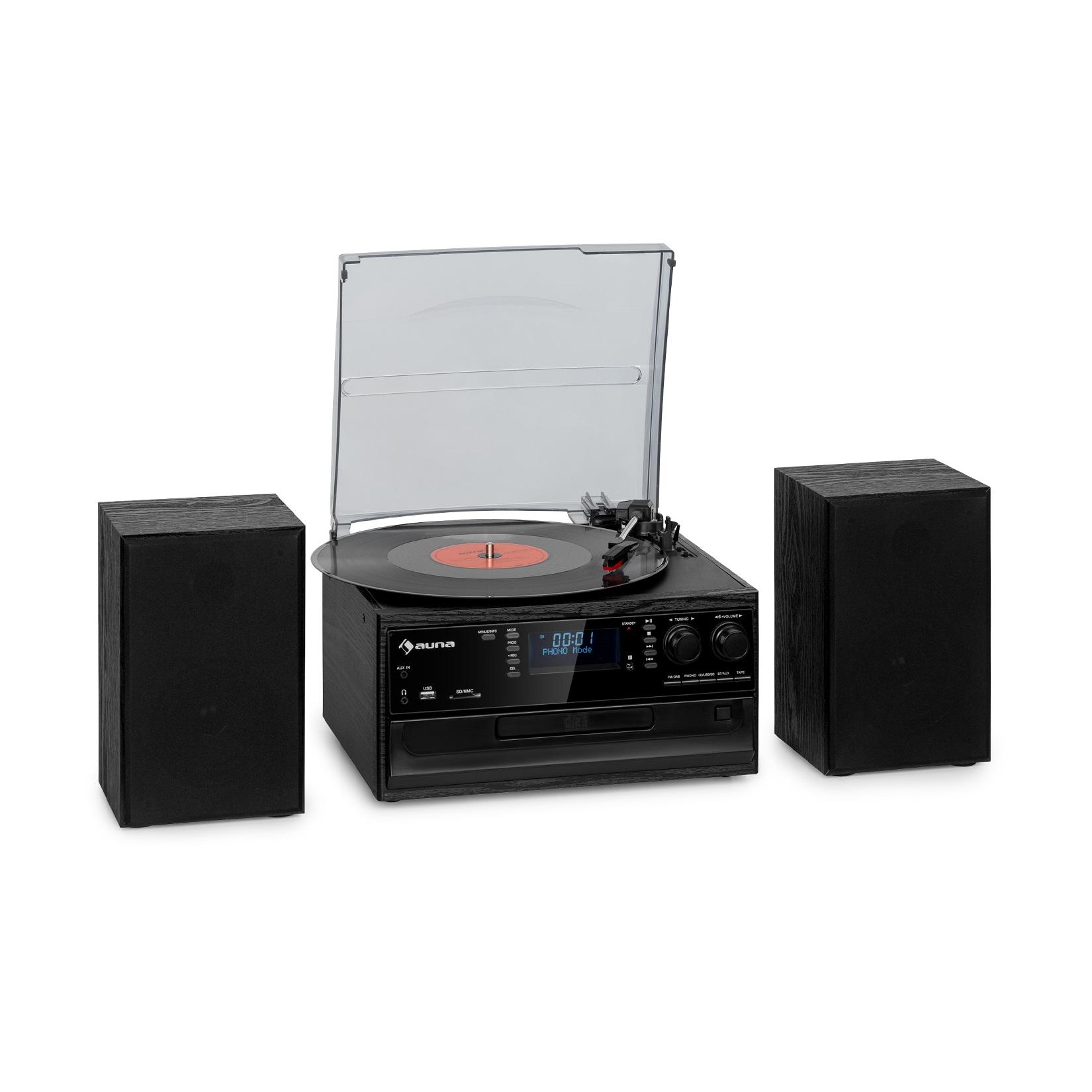 Oakland DAB Plus Retro-Stereoanlage DAB+/FM BT-Funktion Vinyl CD Kassette inkl. Lautsprechern