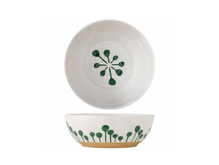 Dessertschale BLOOMINGVILLE Linora, Steinzeug , weiss (grün), H:9cm Ø:28cm, Steinzeug, Schüsseln, Dessertschale