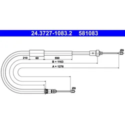 Seilzug Feststellbremse ATE 24.3727-1083.2 für Renault Modus Grand