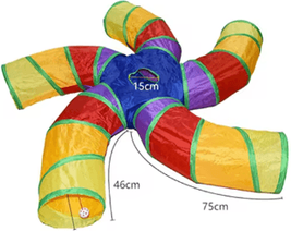 Inspire Picks Rainbow Hide Collapsible Cat Tunnel Toy For Indoor Cats c4