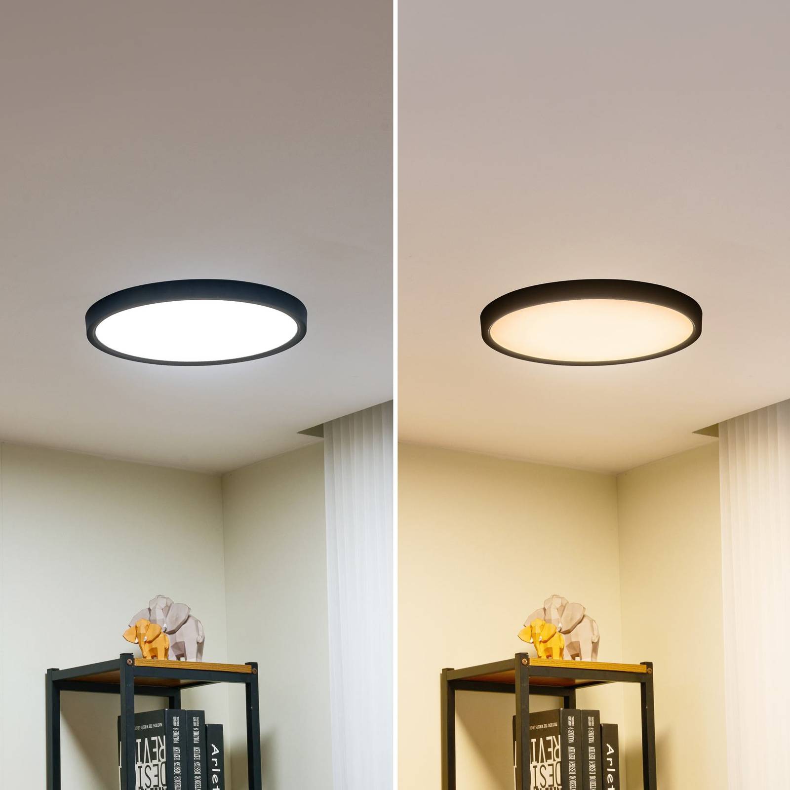Inteligentna lampa sufitowa Pravin Lindby, możliwość ściemniania, czarny, salon / jadalnia, tworzywo sztuczne, nowoczesny