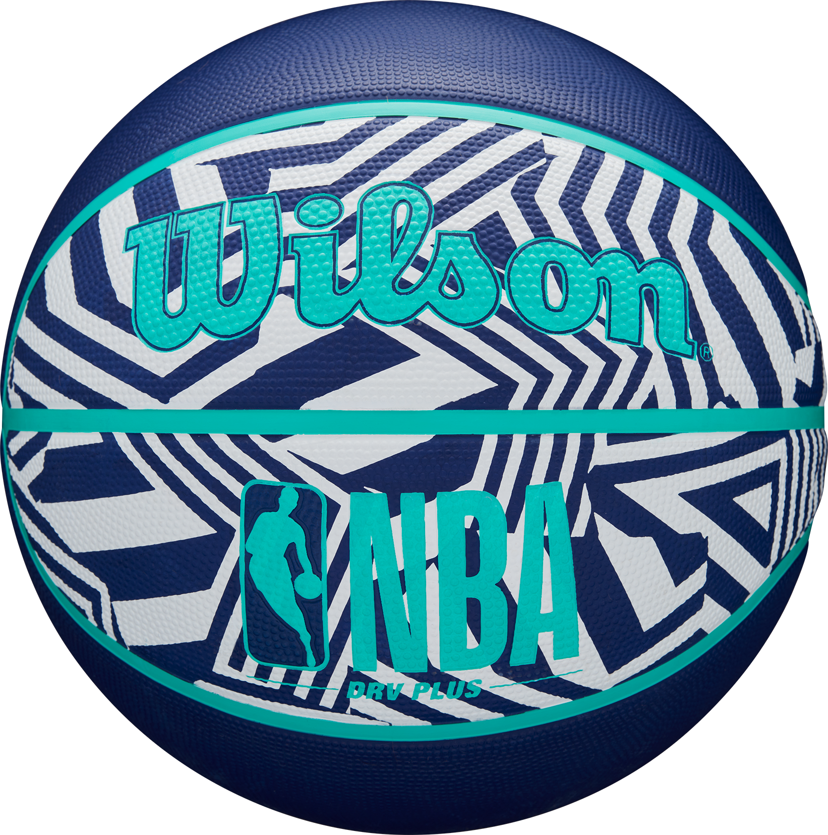 Basketball WILSON "NBA DRV PLUS DAZZLE CAMO MINT" Gr. 7, blau (türkis), Bälle, 7, Gummi, Basketball, für Erwachsene, aus Gummi, mit griffiger Oberfläche