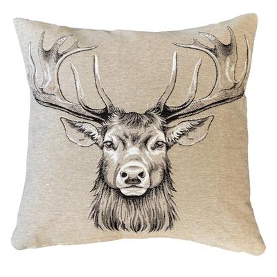 Dekokissen HOME WOHNIDEEN "CIERVO", beige (natur), B:45cm L:45cm, Baumwolle, Polyester, Dekokissen_Sitzkissen_Kissenhüllen, mit Füllung, Gobelin