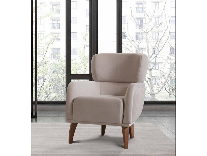 Xlmoebel Sessel Beiger Designer Sessel mit stabilem Holzgestell für (1-St., Designer Sessel), Made in Europa
