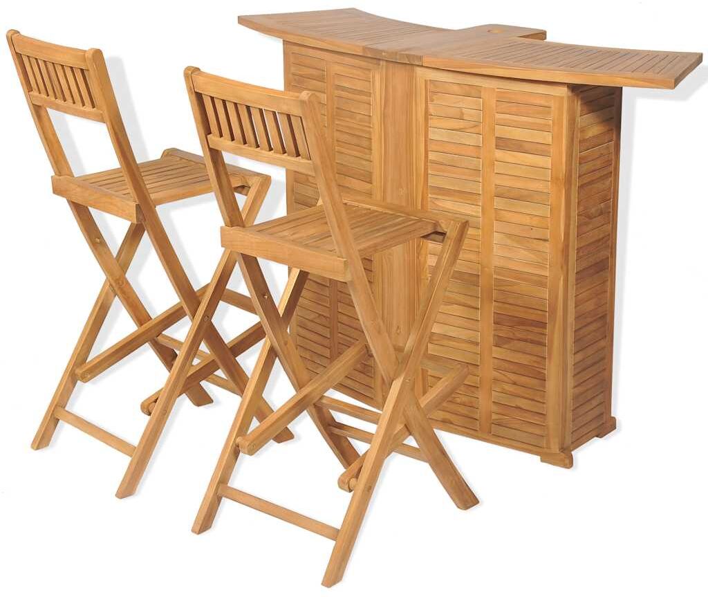 vidaXL Mobilier de bistro 3pcs et chaises pliables Bois de teck solide