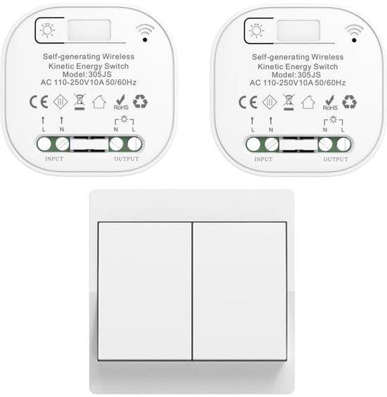 Draadloze Lichtschakelaar Set met Afstandsbediening - Batterijloos en Eenvoudig te Installeren