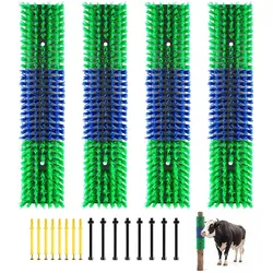 VEVOR Kratzbürste 43x10 cm, Viehbürste 4 Stk. inkl. 16 Schrauben, Rinderkratzer zur Linderung von Rückenjucken, Massage-& Pflege-Kratzwerkzeug für Pferde, Rinder, Schafe & Schweine, Grün & Blau